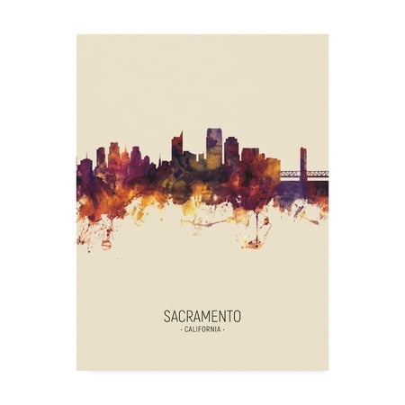 Trademark Fine Art 'Sacramento California Skyline Portrait III' Canvas Art by Michael Tompsett