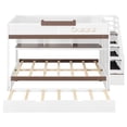 thumbnail image 6 of Full Over Full Bunk Bed with Twin Size Trundle and Staircase, Shelves, LED, White, 6 of 9