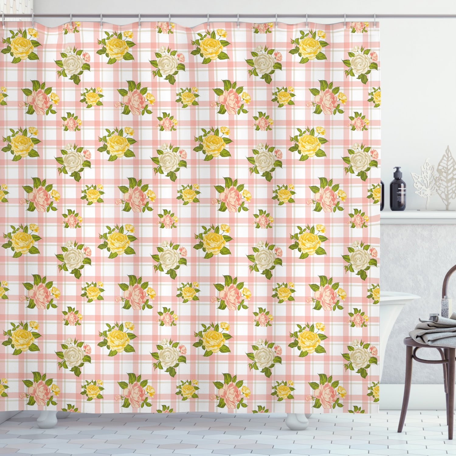 Details about   Colorful Shower Curtain Shabby Chic Roses Leaf Print for Bathroom 