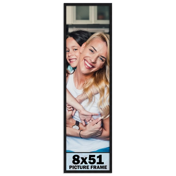 8x51 Frame Black Solid Wood Picture Frame | 0.75 Inch Moulding Width | Includes UV Acrylic