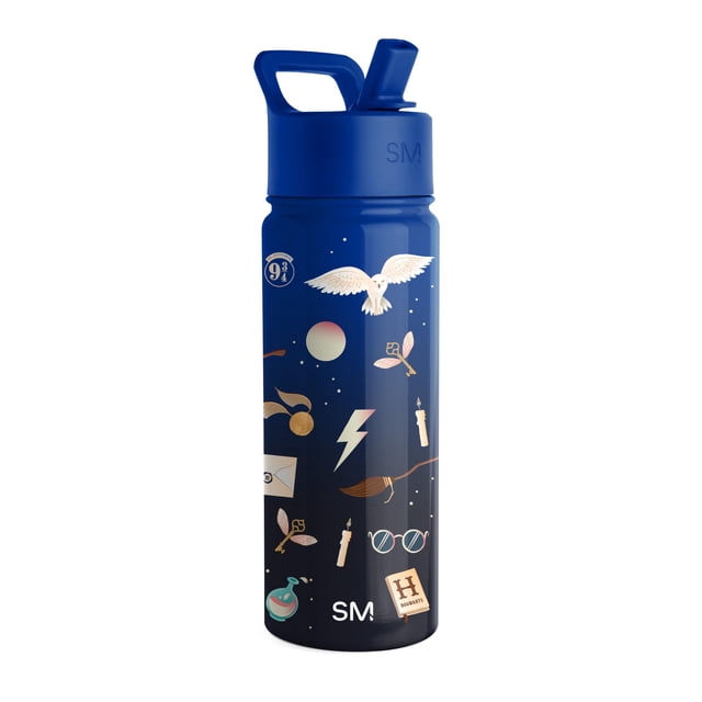 Botella de agua sencilla y moderna de Harry Potter Kids de 530 ml con pajita