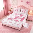 thumbnail image 2 of meiyoeat Pink Cute Bow Full Size Sheets For Girls,Dreamy Bowknot Monogram Print H Bed Sheets For Kids,4pcs, 2 of 6