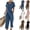 26# Dark Blue, variant on Two Piece Outfit for Women Wrap V Neck Short Sleeve Top and Cropped Harem Pants Casual Workwear Office Tracksuit with Pockets Coffee S