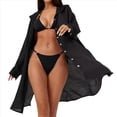 thumbnail image 3 of Cárdigan de Color Liso para Mujer, para Playa, Vacaciones, Informal, para Bikini, Traje de Baño, Protección Solar Negro un Tamaño, 3 of 8