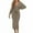 Khaki(Fashion), variant on Women Knit Dresses Long Sleeve V-Neck Wrap Midi Dress Belted Waist Stretch Bodycon Side Slit Skirts,Red,M