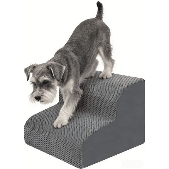Dog Stairs 2-Layer Pet Steps for Small Dogs & Cats, High Density Foam Ladder with Removable Washable Cover, Anti-Slip Bottom for Bed, Sofa, Couch, Elderly or Injured Pets