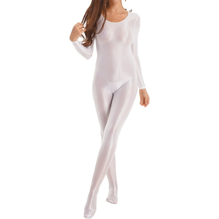 YONGHS Womens Glossy Spandex Full Bodysuit Costume Dance