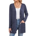thumbnail image 2 of Eternatastic Womens Solid Long Sleeve Button Down Rib Knit Cardigan Sweater Coat Casual Open Front Long Cardigan, 2 of 6
