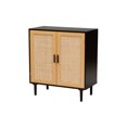 thumbnail image 1 of Baxton Studio Maureen Mid-Century Modern Espresso Brown Wood and Rattan 2-Door Storage Cabinet, 1 of 5