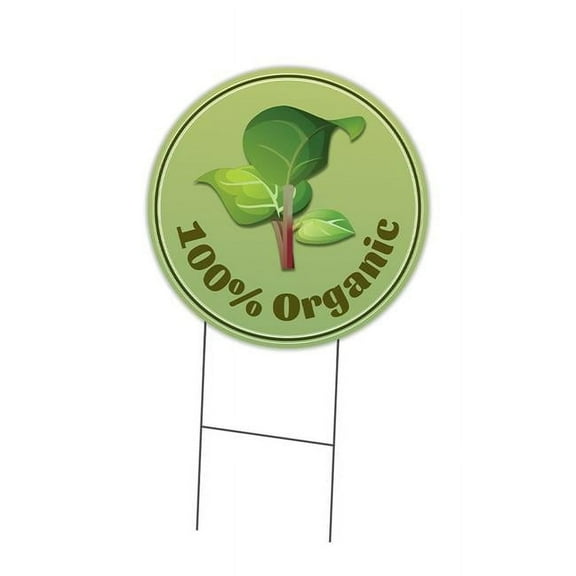 C-16-CIR-DS-WS- 100 Percent Organic 16 in. Double Sided Corrugated Circular Plastic Sign - Farmers Market 100 Percent Organic