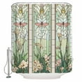 thumbnail image 2 of Butterfly Flowers Waterproof Fabric Shower Curtain, Vintage Stained Glass Green Spring Shower Curtain for Bathroom Curtains Bathtubs Hotel Washable Shower Curtains with 12 Hooks Small 36x72in, 2 of 6