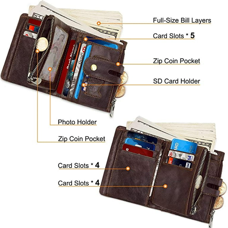 Men's Leather Wallet With Zipper Coin Pocket Business Male Purse