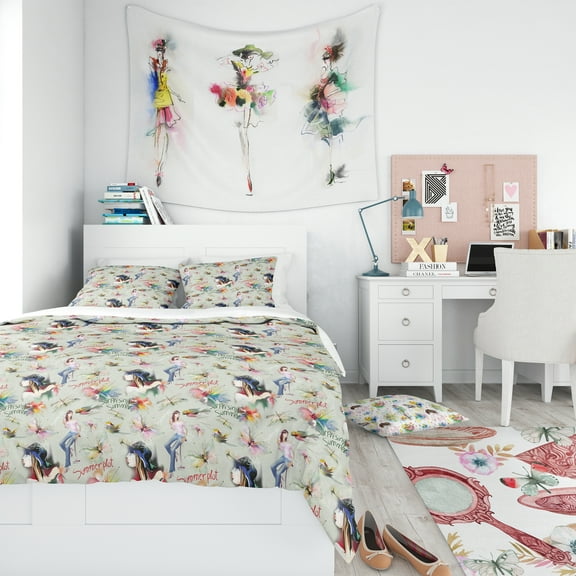 Designart 'Sweet Girl Summervibes' Casual Teen Duvet Cover Set