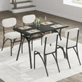 thumbnail image 2 of Dining Table Set for 4, Modern Kitchen Table and Chairs Set, Boucle Chairs Sets, Dining Table with Storage Shelf and Metal Legs, Beige + Black, 2 of 7