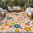 thumbnail image 2 of Vintage Boho Floral Outdoor Rug 4x6 Ft - Reversible Patio Rug Outdoor Camping Rugs, Yellow Pink Floral Bohemia Beige Washable Indoor Outdoor Area Rugs, Non-Slip Outdoor Carpet Runner for Deck/Porch, 2 of 8