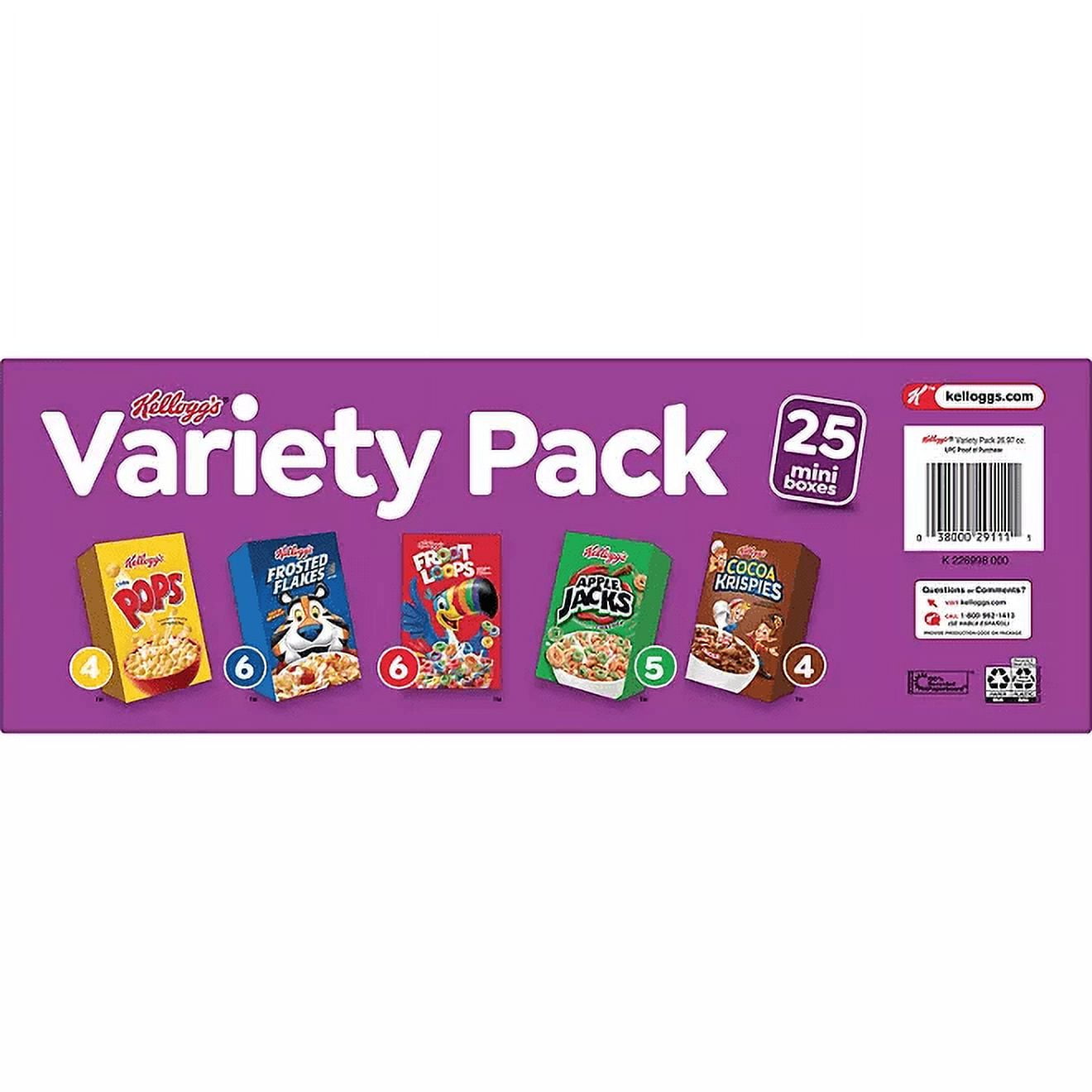 Kellogg’s Mini Cereal Box Assortment – 26.97 oz, 25-Count with Family Favorites in One Pack