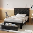 thumbnail image 2 of VECELO Twin Size Upholstered Bed Frame with 1 Drawer & Adjustable Headboard, Under Bed Storage, Black, 2 of 9