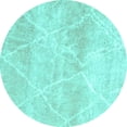 thumbnail image 1 of Ahgly Company Machine Washable Indoor Round Trellis Turquoise Blue Modern Area Rugs, 6' Round, 1 of 4