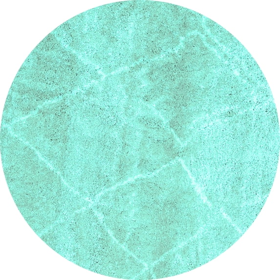 Ahgly Company Machine Washable Indoor Round Trellis Turquoise Blue Modern Area Rugs, 6' Round