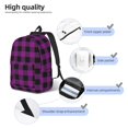 thumbnail image 5 of Balery Purple Black Plaid Vintage Canvas Backpack for Men and Women - Large Capacity, Durable Travel Laptop Bag for School, Work, Hiking, and Outdoor Activities, 5 of 7