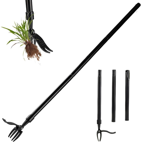 Weed Puller Tool，Stand Up Weed Puller Tool，Weeding Artifact Uprooting Equipped with a Shovel，Easily Remove Weeds Effortlessly Without The Need to Tug, Bend, Or Flex (Stainless Steel-39 in)