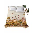thumbnail image 2 of Twin XL Flat Sheet Only Vintage Fall Sunflowers on Linen Soft Microfiber Cooling Bedding Sheets Orange White Plaid Flat Bed Sheet for Hotel,Home Decor, 2 of 9