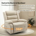 thumbnail image 4 of Lnsenfin Oversized Swivel Rocker Recliner Chair for Adults with Massage for Living Room,Khaki, 4 of 6