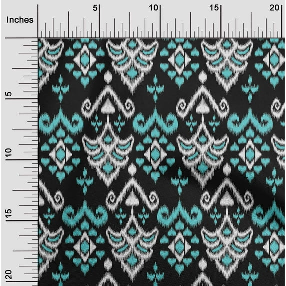 oneOone Cotton Poplin Fabric Damask Ikat Printed Fabric 1 Yard 42 Inch Wide