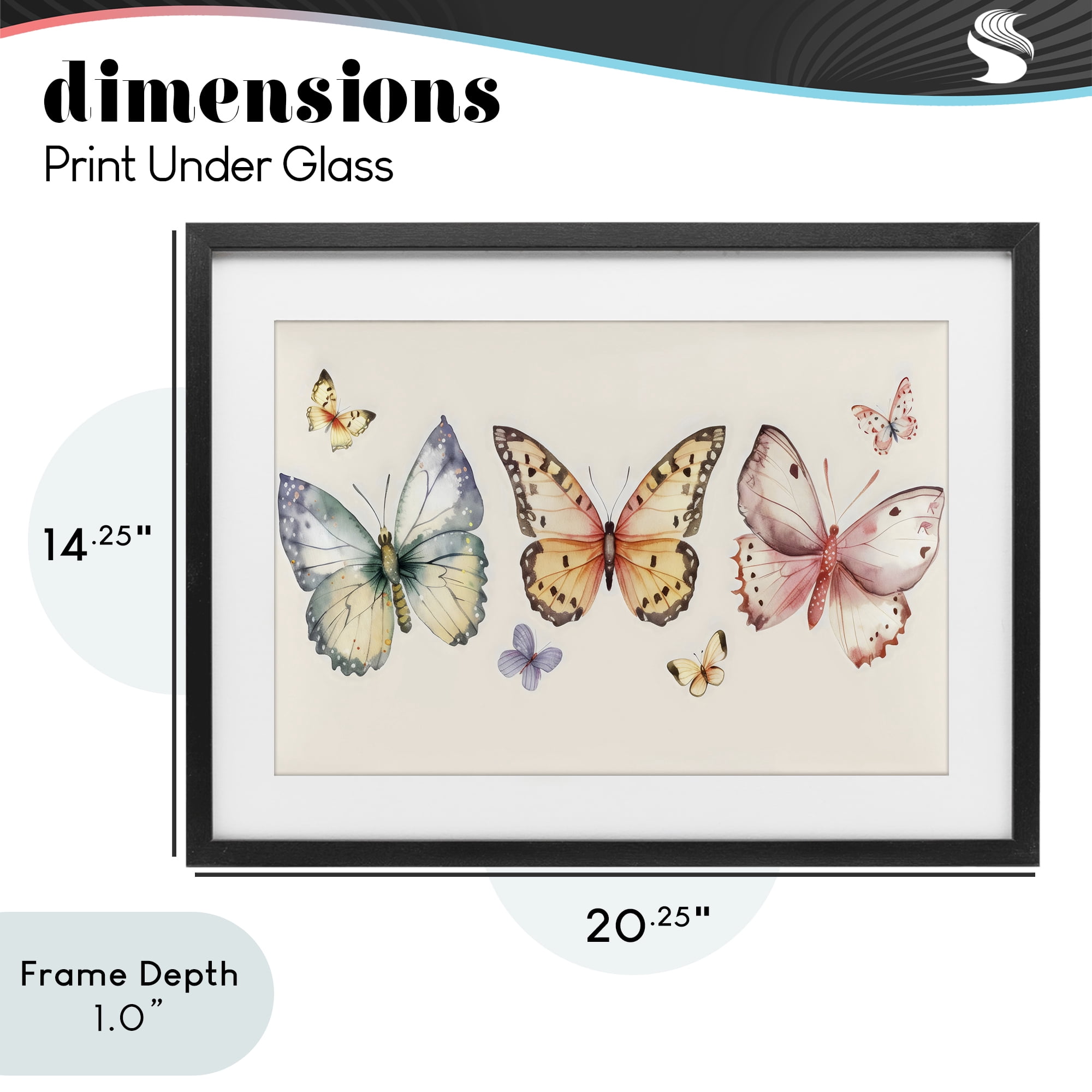 Stupell Industries Graceful Butterfly Trio Black Framed Print Under Glass, design by Creative Studio