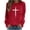 Red, variant on Easter Day Long Sleeve Top Women Blouses Tees Cross Letter Blessed Print T Shirts Tops Shirts Crew Neck Raglan Sleeve Casual Tshirts Cute Clothes Workout Clothes Gray L