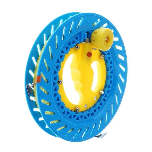 Bobinador de hilo para cometas, cuerda para cometas con carrete, con mango acogedor, agarre para enrollar cometas, con cuerda de 400M para adultos y Azul y amarillo