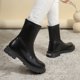 thumbnail image 3 of NECHOLOGY Botas Mujer Zapatos Botines para mujer Botas de cuero para mujer con punta redonda y tacón y grueso, color sólido, , , con cremallera, media , talla grande, botines, botas (Black, 6.5), 3 of 7
