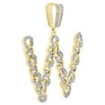 thumbnail image 2 of 10K Yellow Gold Real Diamond Initial W Cuban Link Pendant 1.55" Charm 3/4 Ct., 2 of 6