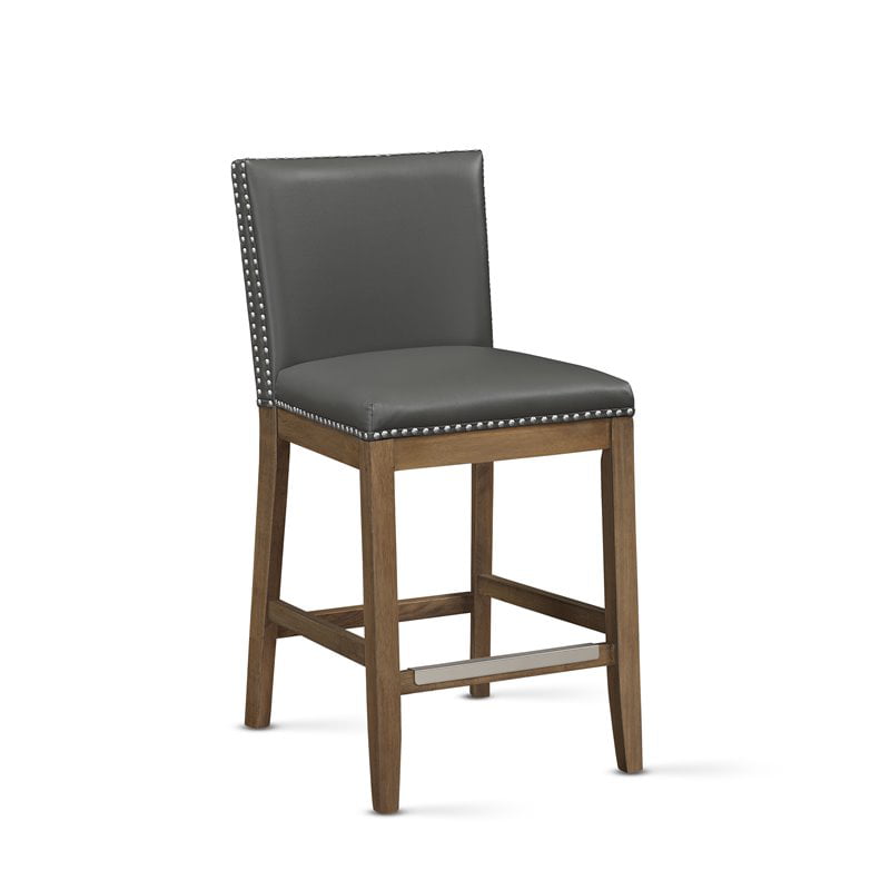 Somerville Gray Faux Leather Counter, Nailhead Bar Stool Leather