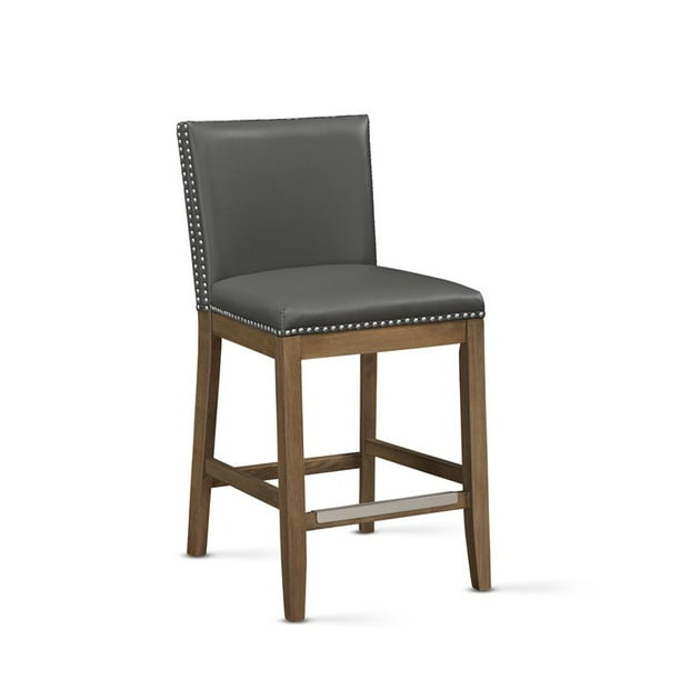 Somerville Gray Faux Leather Counter Stool With Nail Head Accents Walmart Com Walmart Com
