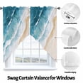 thumbnail image 3 of Beach Ocean Waves Swag Curtain Valance for Windows, Blue Watercolor Painting Window Treatments Short Swag Topper for Kitchen Windows Bathroom Bedroom, 28"x36", 3 of 8