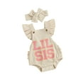 thumbnail image 2 of Gupgi Newborn Girl Ruffle Romper Baby Fly Sleeve Embroidery Letters Romper Shorts Summer Bodysuit with Hairband, 2 of 9