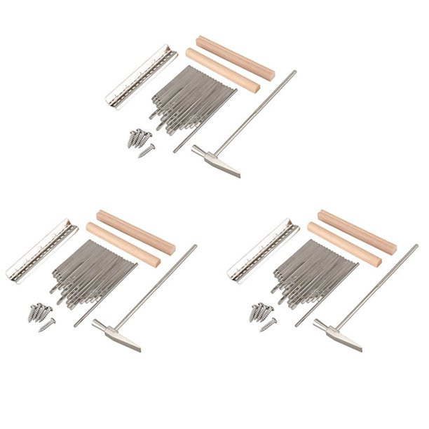 3 juegos 17 Teclas Kalimba Thumb Finger Piano DIY Keys + Puente + Tuning Hammer Kit Accesorios