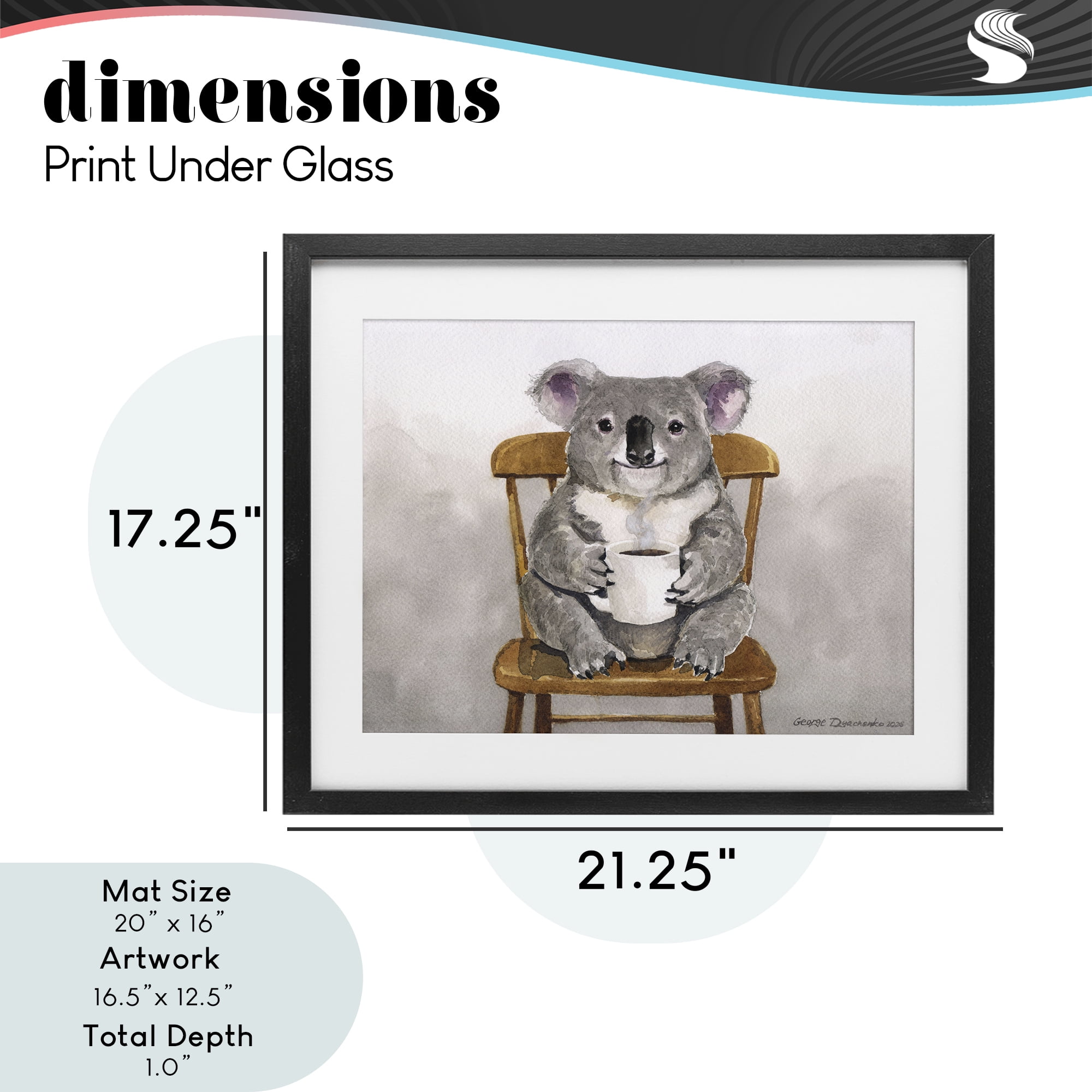 Stupell Industries Koala with Coffee Mug Black Framed Print Under Glass, design by George Dyachenko