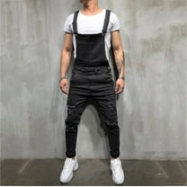 Jacenvly Cargo Pants for Men Long Cargo Pants High Waisted Pocket Plain Mens Pants Washed Bib Overalls Casual Ripped Jumpsuits Rompers