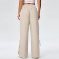 thumbnail image 5 of Babcutegg Linen Pants for Women Casual Fashion High Waist Straight Leg Soild Color Cotton Linen Womens Summer Clothes Beige Size 2XL, 5 of 8