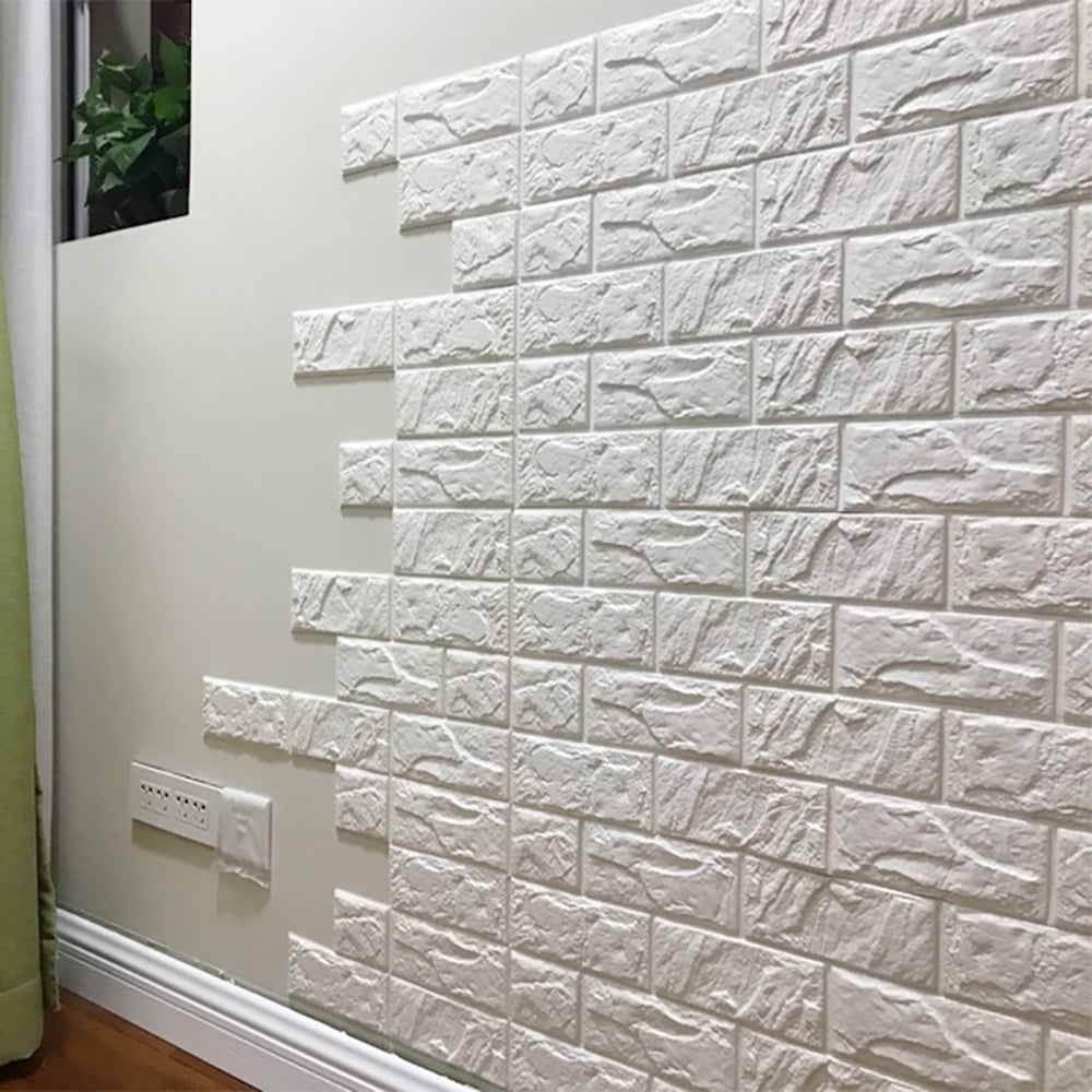 30" x 27" Wallpaper 3D Faux Brick Wallpaper White ...