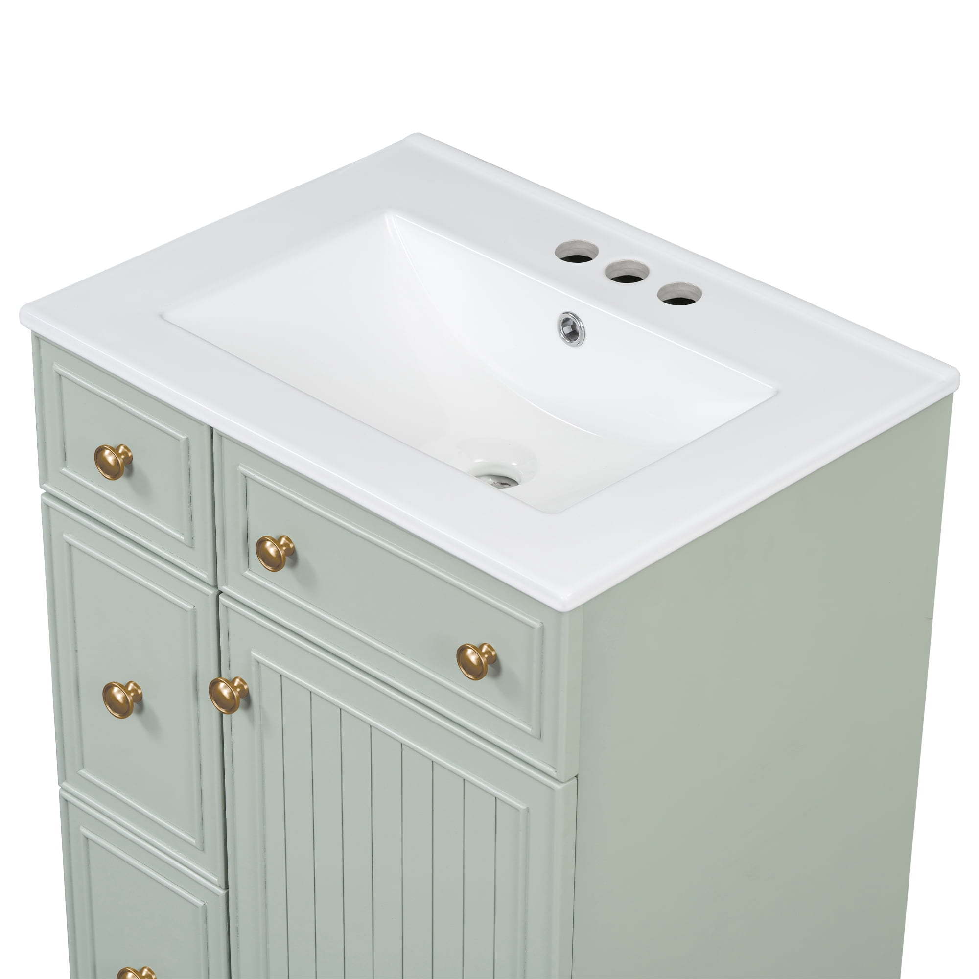 MAYEERTY 24" Bathroom Vanity Cabinet - Ceramic Sink, 2 Drawers, Durable for Daily Bathroom Use