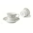 thumbnail image 3 of Espresso Cups and Saucers Set with Metal Stand for Cappuccino, Latte, Cafe Mocha - Silver Floral, 2 oz. Set of 6, 3 of 5