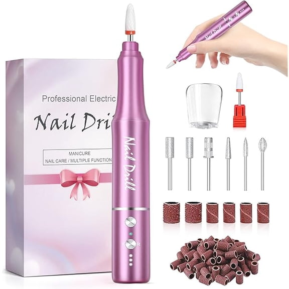 YJJSKEJI Professional Nail Drill Machine 35000 RPM, Portable Rechargeable Electric Nail FileMachine, Cordless Nail Drill for Acrylic Nails Gel Polishing Removing