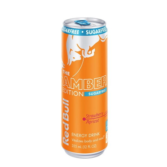 Red Bull Amber Edition Sugarfree Energy Drink, Strawberry Apricot, 114mg Caffeine, 12 fl. oz. Can