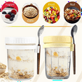 thumbnail image 4 of Overnight Oats Container Glass Cereal Cups to Go with Spoon Yoghurt Cup Lid Airtight, 4 of 5