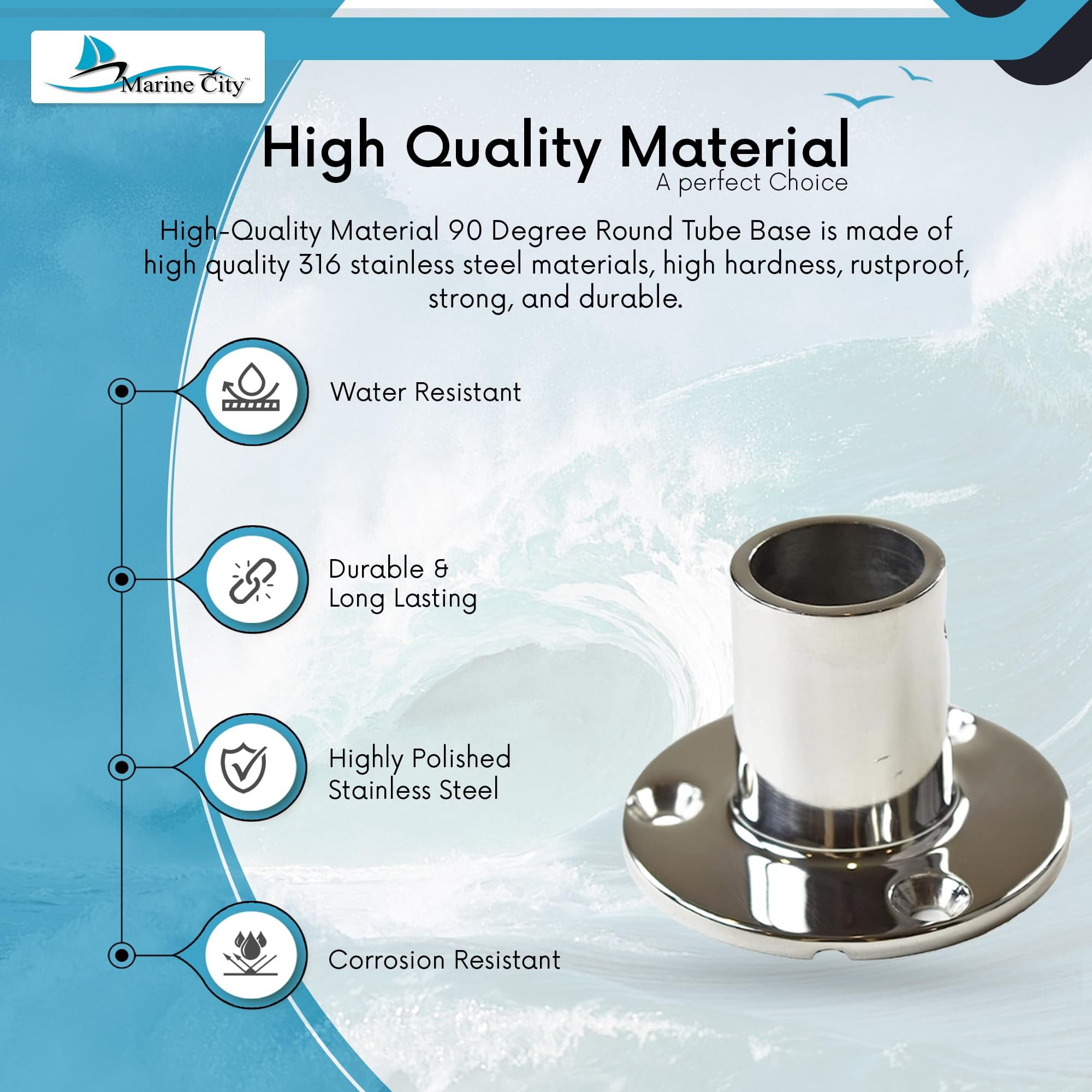 MARINE CITY Heavy Duty 316 Grade Stainless Steel Casting Boat Hand Railing Fittings for Boats  Marines  Ships  Kayaks 1 Pcs
