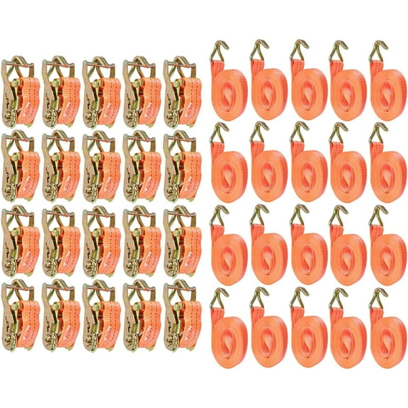 EPOTOOR 20 Pack Tie-Down Straps 1.5 Inch x 20 Feet Ratchet Straps J Hook Heavy Duty Ratchet Cargo Strap 4000Lbs Polyester Webbing Fit for Transportation Immobilization