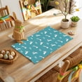 thumbnail image 4 of Easter Bunny Placemats Set of 12, Simple Abstract White Bowknot Rabbit Leaf Blue Heat Insulated Linen Place Mats, Washable Stain-Proof Table Mats for Dining Tables Holiday Decor 13x19 Inches, 4 of 9